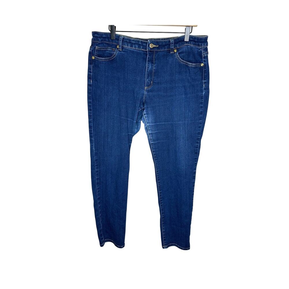 Michael Kors Jeans Womens 16 Plus Izzy Skinny High Rise Dark Indigo Stretch EUC